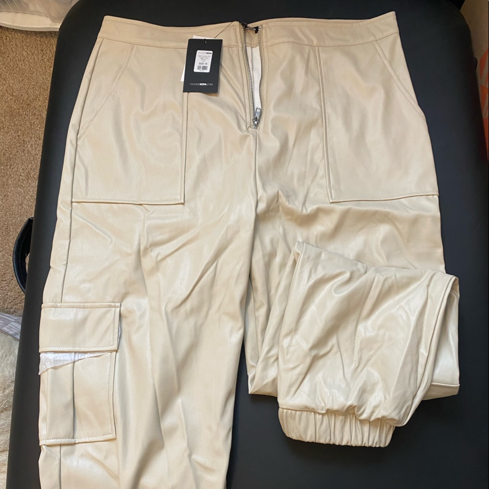 Leather jogger cargo pants